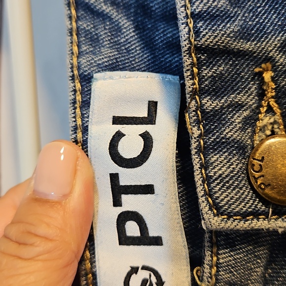 PTCLWide Leg Jeans High‎ Rise Distressed Relaxed Fit Denim Blue Size 28 - Picture 5 of 13